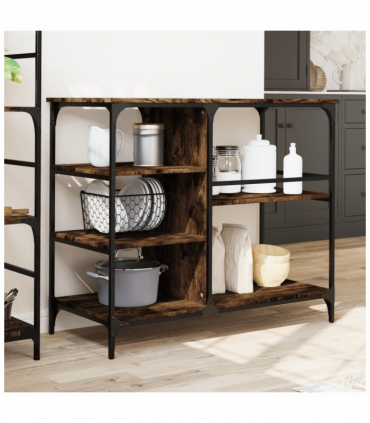 vidaXL Kitchen Trolley Smoked Oak 100x45x89.5 cm Engineered Wood