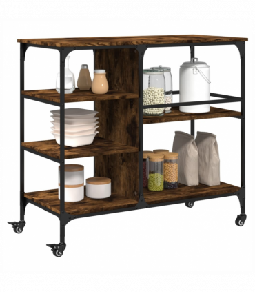vidaXL Kitchen Trolley Smoked Oak 100x45x89.5 cm Engineered Wood