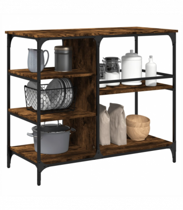 vidaXL Kitchen Trolley Smoked Oak 100x45x89.5 cm Engineered Wood