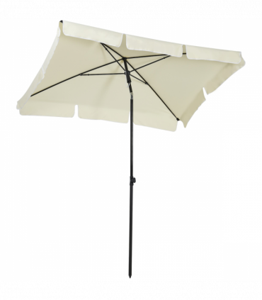 Aluminium Sun Umbrella Parasol Patio Garden Tilt 2M x 1.25M Cream White