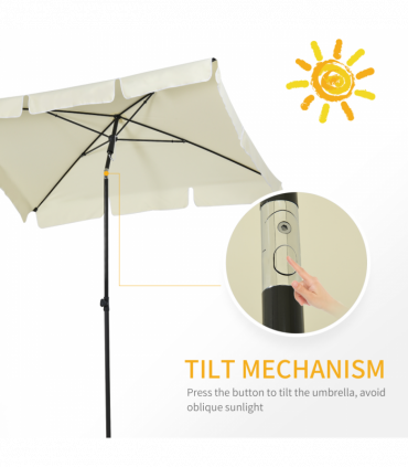 Aluminium Sun Umbrella Parasol Patio Garden Tilt 2M x 1.25M Cream White