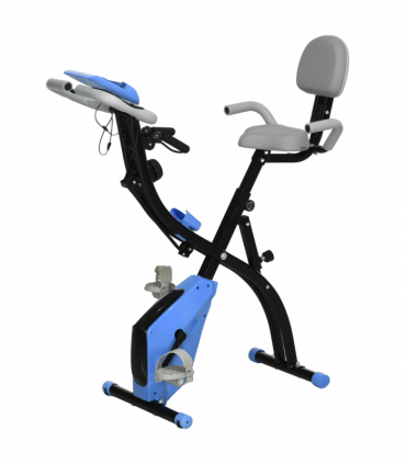 HOMCOM 2-In-1 Folding Exercise Bike with 8-Level Magnetic Resistance Blue