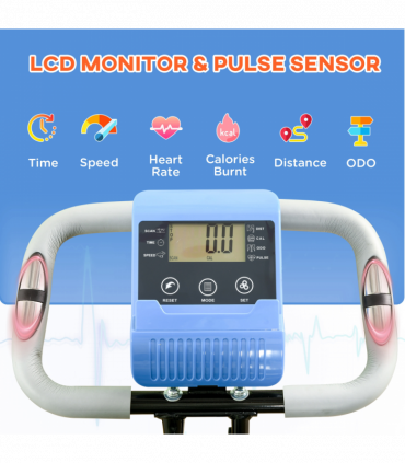 HOMCOM 2-In-1 Folding Exercise Bike with 8-Level Magnetic Resistance Blue