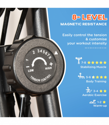 HOMCOM 2-In-1 Folding Exercise Bike with 8-Level Magnetic Resistance Blue