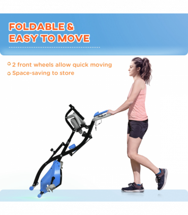 HOMCOM 2-In-1 Folding Exercise Bike with 8-Level Magnetic Resistance Blue