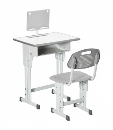 Kids Desk and Chair Set Adjustable Height Study Table w/ Book Stand