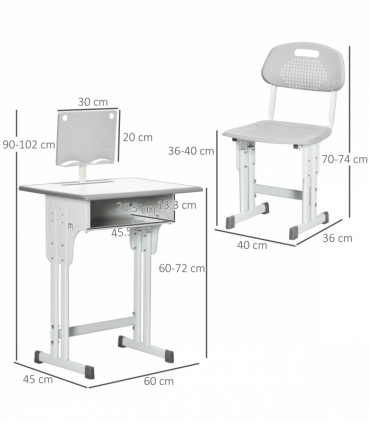 Kids Desk and Chair Set Adjustable Height Study Table w/ Book Stand