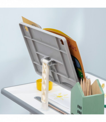 Kids Desk and Chair Set Adjustable Height Study Table w/ Book Stand