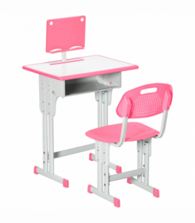 Kids Desk and Chair Set Pink MDF and steel 60L x45W x102H cm Kids Desk and Chair