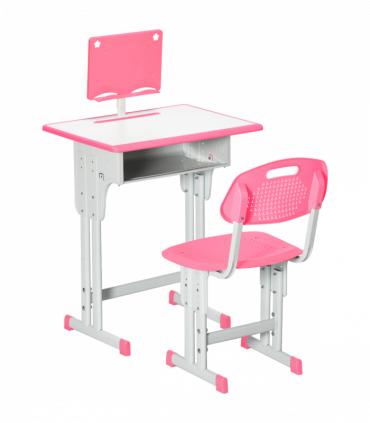 Kids Desk and Chair Set Pink MDF and steel 60L x45W x102H cm Kids Desk and Chair