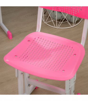 Kids Desk and Chair Set Pink MDF and steel 60L x45W x102H cm Kids Desk and Chair