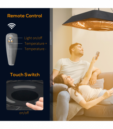 Outsunny 2000W Patio Electric Hanging Ceiling Heater Halogen Remote Aluminium