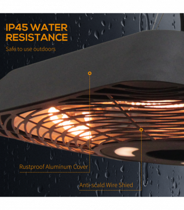 Outsunny 2000W Patio Electric Hanging Ceiling Heater Halogen Remote Aluminium