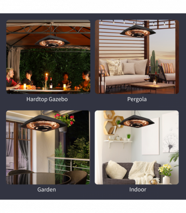 Outsunny 2000W Patio Electric Hanging Ceiling Heater Halogen Remote Aluminium