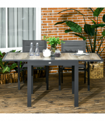 Outsunny Extendable Outdoor Dining Table, Aluminium Rectangular Patio Table