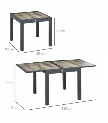 Outsunny Extendable Outdoor Dining Table, Aluminium Rectangular Patio Table