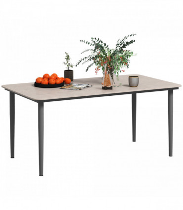Outsunny Garden Table with Rust Resistant Metal Frame, Light Grey
