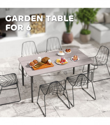 Outsunny Garden Table with Rust Resistant Metal Frame, Light Grey