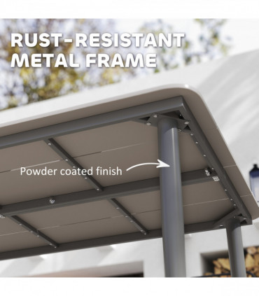 Outsunny Garden Table with Rust Resistant Metal Frame, Light Grey