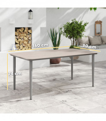 Outsunny Garden Table with Rust Resistant Metal Frame, Light Grey