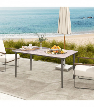 Outsunny Garden Table with Rust Resistant Metal Frame, Light Grey