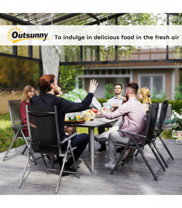 Outsunny Garden Table with Rust Resistant Metal Frame, Light Grey