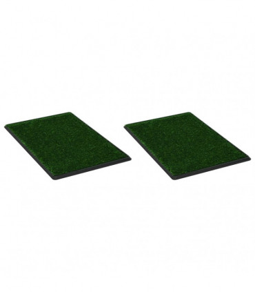 Pet Toilets 2 pcs with Tray & Faux Turf Green 76x51x3 cm WC