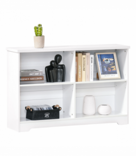 Simple Modern 4-Compartment Low Bookcase w/ Shelves Cube Display Office