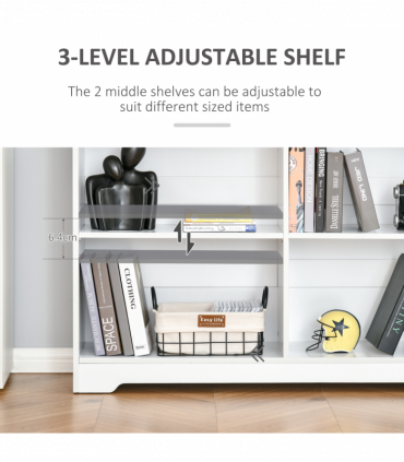 Simple Modern 4-Compartment Low Bookcase w/ Shelves Cube Display Office