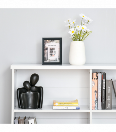 Simple Modern 4-Compartment Low Bookcase w/ Shelves Cube Display Office