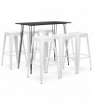 vidaXL 7 Piece Bar Set Black and White