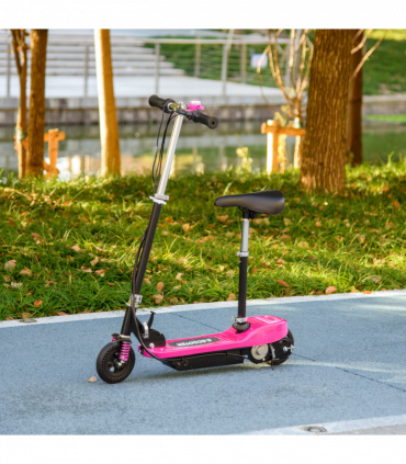 HOMCOM Folding Electric Scooter with Warning Bell, for Ages 4-14 Years, Pink