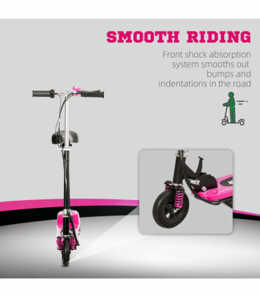 HOMCOM Folding Electric Scooter with Warning Bell, for Ages 4-14 Years, Pink