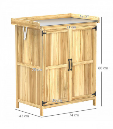 Outsunny Wooden Garden Storage Shed w/Hinged Roof and Shelf, Natural Wood