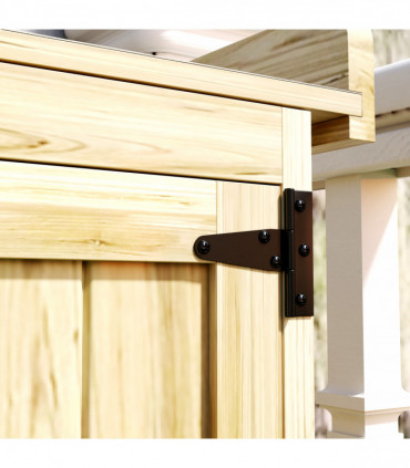 Outsunny Wooden Garden Storage Shed w/Hinged Roof and Shelf, Natural Wood