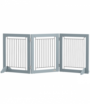 PawHut Foldable Wooden Pet Gate w/ 3 Panels 2 Support Feet for Small Dogs