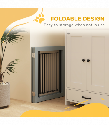 PawHut Foldable Wooden Pet Gate w/ 3 Panels 2 Support Feet for Small Dogs