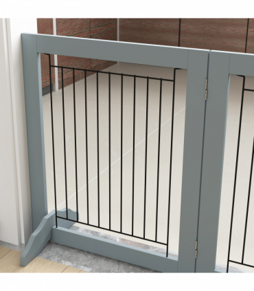 PawHut Foldable Wooden Pet Gate w/ 3 Panels 2 Support Feet for Small Dogs