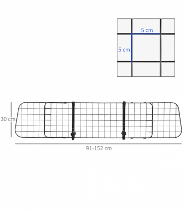 PawHut Heavy Duty Pet Dog Car Barrier Adjustable Ventilated Mesh Wire Guard