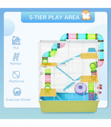 PawHut Walk in Chicken Run w/ Cover, Hanging Feeder, Perch, for 12-18 Chickens