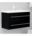 Sink Cabinet with Built-in Basin Black Engineered Wood