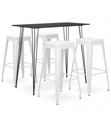 vidaXL 5 Piece Bar Set Black and White