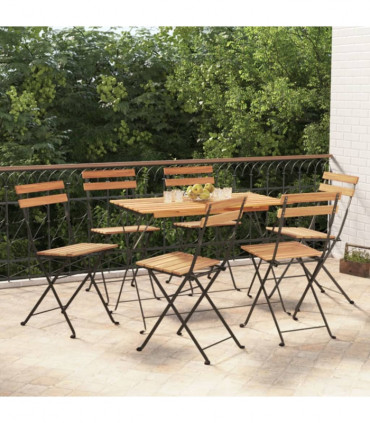 vidaXL 7 Piece Folding Bistro Set Solid Wood Acacia and Steel