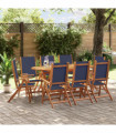 vidaXL 9 Piece Garden Dining Set Solid Wood Acacia and Textilene