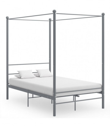 vidaXL Canopy Bed Frame Grey Metal 140x200 cm