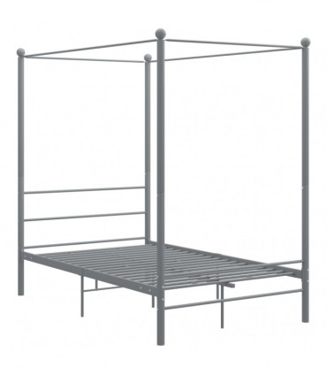 vidaXL Canopy Bed Frame Grey Metal 140x200 cm