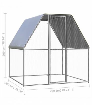 vidaXL Chicken Cage Silver and Grey 2x2x2 m Galvanised Steel