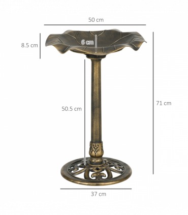 Outsunny Bird Bath for Garden, Birdbath with Lotus Leaf Basin, Bronze Tone