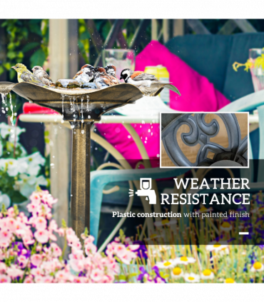 Outsunny Bird Bath for Garden, Birdbath with Lotus Leaf Basin, Bronze Tone