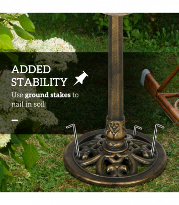 Outsunny Bird Bath for Garden, Birdbath with Lotus Leaf Basin, Bronze Tone